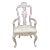 1990s Distressed Cottage Style White Queen Anne Style Arm Chair With a White on White Damask Seat by Bau Furniture For Sale