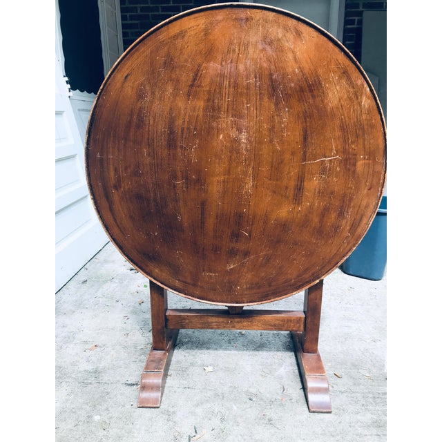 French Provincial Round Antique Folding Table For Sale - Image 3 of 3