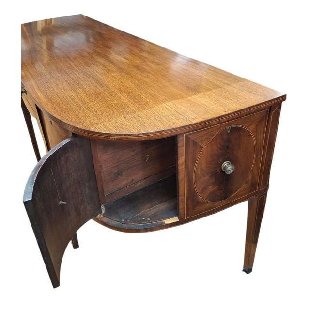 George III Inlaid Mahogany Demilune Sideboard For Sale - Image 11 of 12