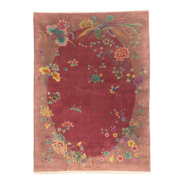 Vintage Chinese Art Deco Rug, 09'07 X 13'05 For Sale