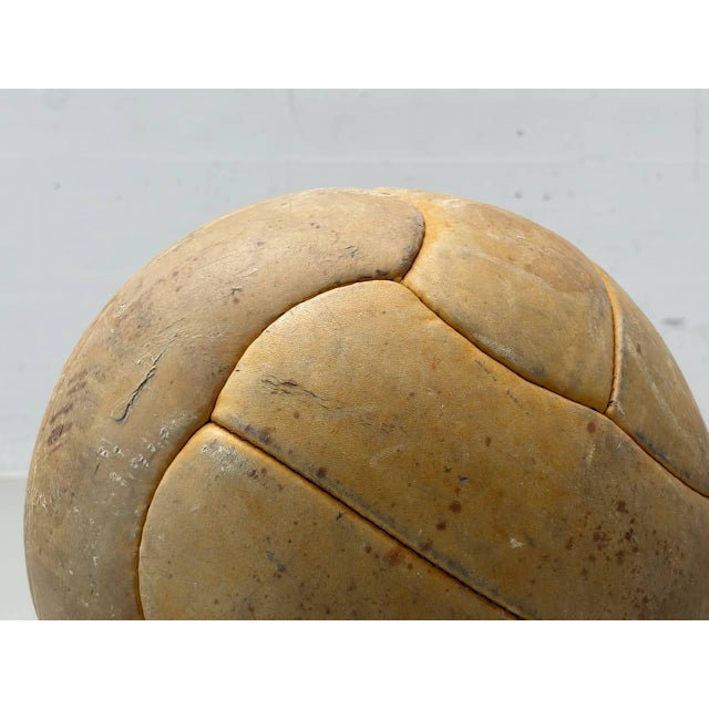 Vintage Leather Medicine Ball, 1940s For Sale - Image 10 of 11