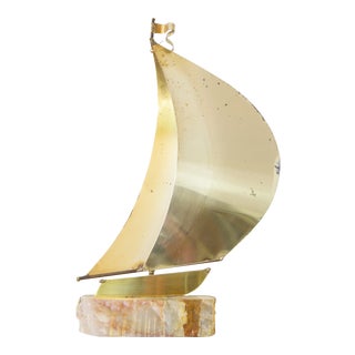 Vintage Brass Sailboat Sculpture For Sale