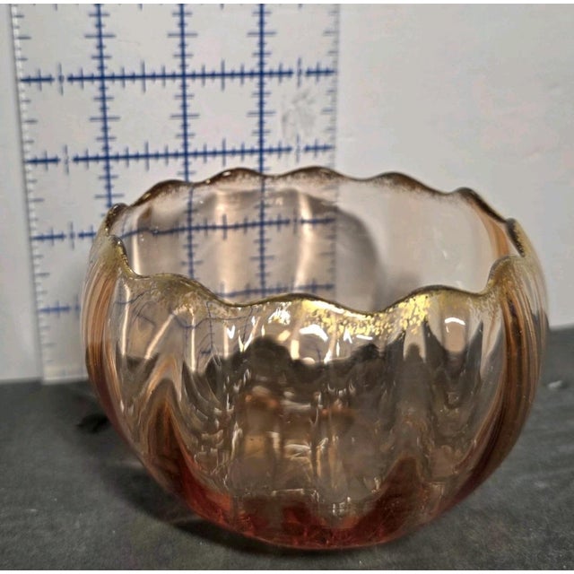 1900 - 1909 Antique French Legras St. Denis Pink Optic Glass Finger Bowl Candy Gold Gilded For Sale - Image 5 of 7