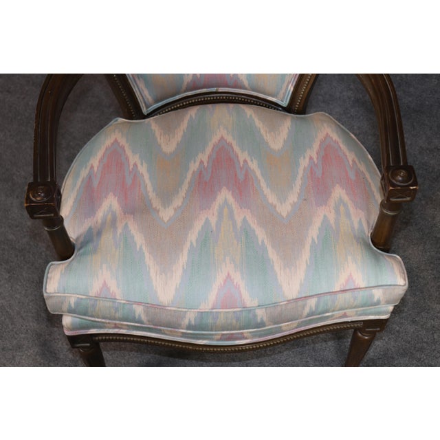 French Pair of French Style Louis XVI Style Walnut Mid 20th Century Armchairs For Sale - Image 3 of 12