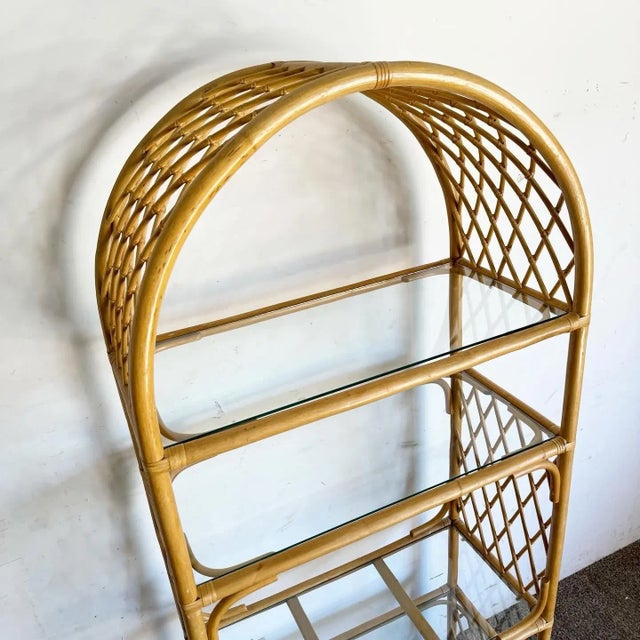 Boho Chic Boho Chic Arched Bamboo Rattan Etagere - 5 Shelves For Sale - Image 3 of 9