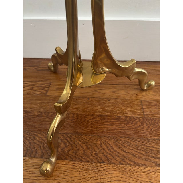 Organic Willy Daro Style 1970s Brass Glass Side Table For Sale - Image 4 of 7