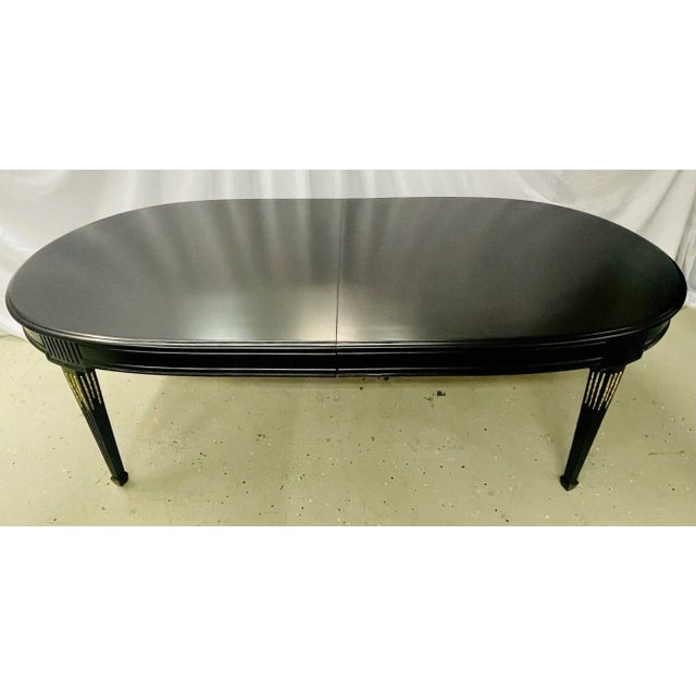 Maison Jansen Louis XVI Dining Table, Conference, Ebony, Bronze, French 1930s For Sale - Image 11 of 12