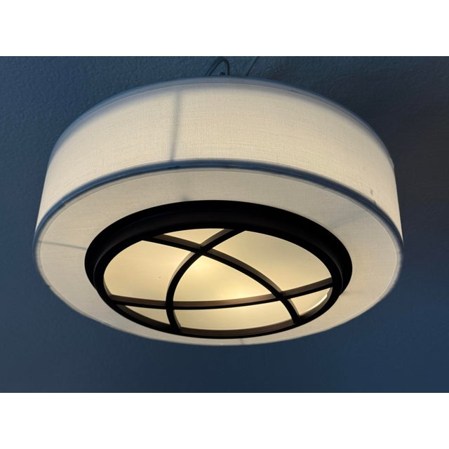 Contemporary Orbit Drum Flush Mount Ceiling Light For Sale - Image 3 of 11