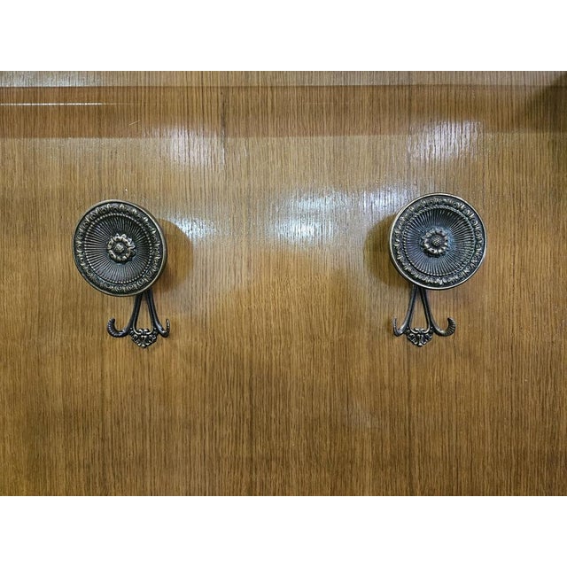 Wooden Wall Coat Hanger with Brass Hangers, 1950 For Sale - Image 11 of 18
