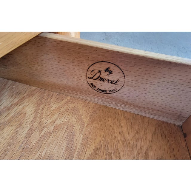 Brown Drexel End Tables With Travertine / Marble Top a Pair For Sale - Image 8 of 14