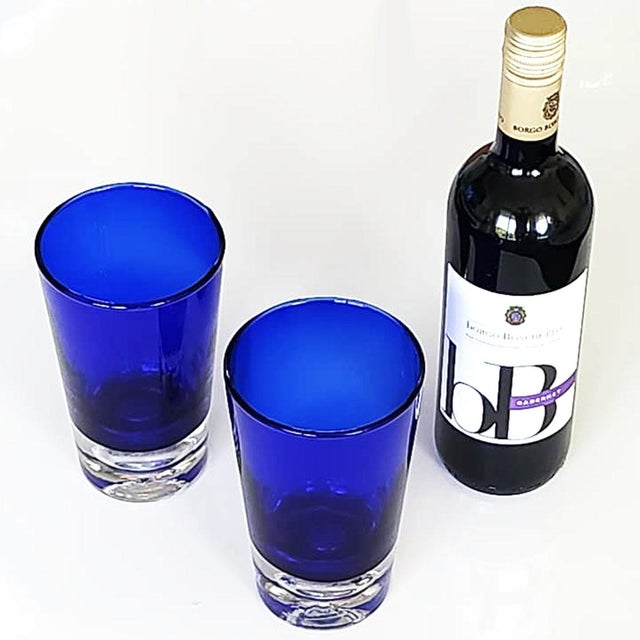 Block Crystal Stockholm Cobalt Blue Large Tumblers/Small Vases, Set of 2 For Sale In Miami - Image 6 of 10