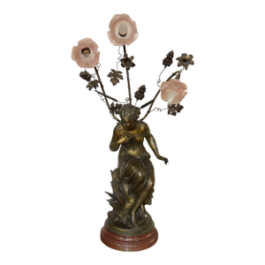 Art Nouveau 1920’s Auguste Moreau Signed Lamp
