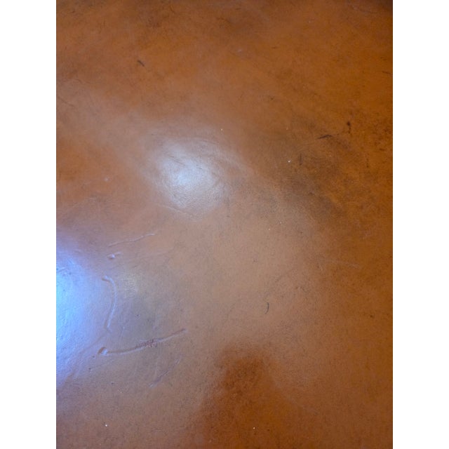 Wood Vintage Leather Top Embossed Game Card Table For Sale - Image 7 of 13