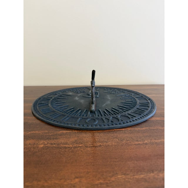 Late 20th Century Vintage English Country Iron Garden Sundial "Grow Old Along With Me" For Sale - Image 5 of 7
