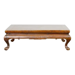 Antique Low Rectangular Coffee Table with Arched Legs
