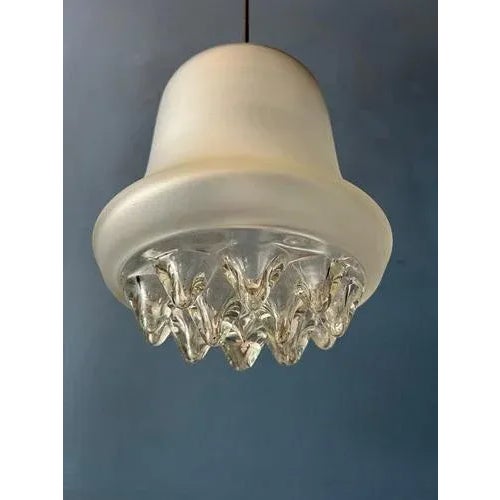 Glass Mid-Century Frosted Glass Hanging Lamp from Peill & Putzler For Sale - Image 7 of 11