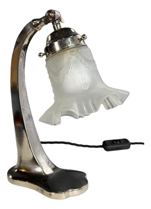 Art Nouveau Metal Table Lamp, Bohemia, 1910s