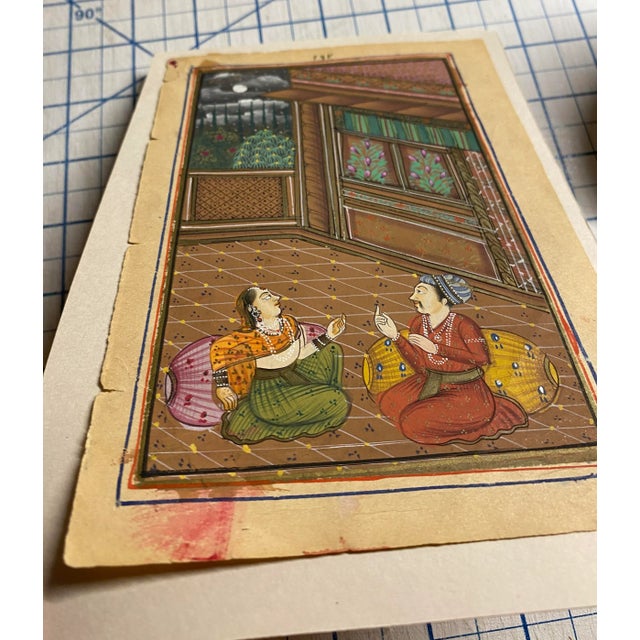 Indian Antique Bundi Night Time Courtyard Indian Painting For Sale - Image 3 of 4