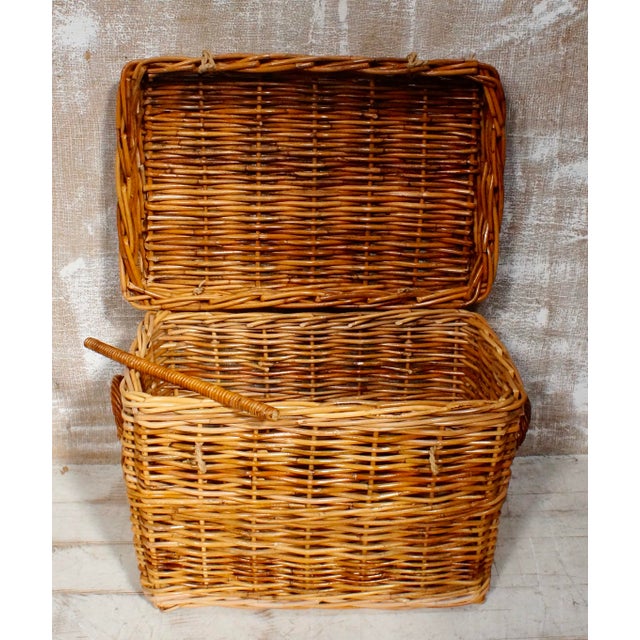 Wood Vintage Wicker Log Basket, 1960 For Sale - Image 7 of 9