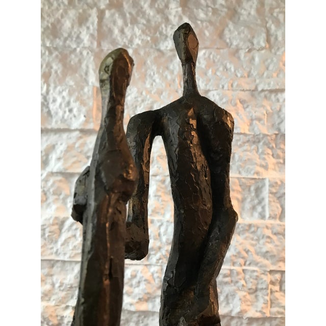 1960s Modernist Abstract Figurative Bronze Sculpture of Father Mother and Child For Sale - Image 4 of 13
