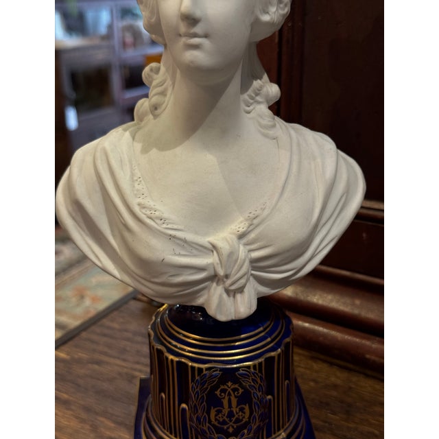 The School of Paris Antique Bisque Porcelain Sevres Style Bust: Marie Antoinette For Sale - Image 3 of 12