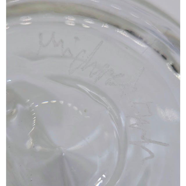 Michael Aram Signed London Spiral Threaded Glass Vase, 2002 For Sale - Image 9 of 11