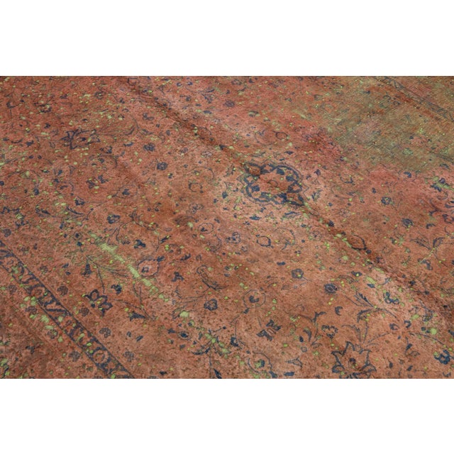 Vintage Overdyed Handmade Rust Floral Wool Rug For Sale - Image 10 of 12