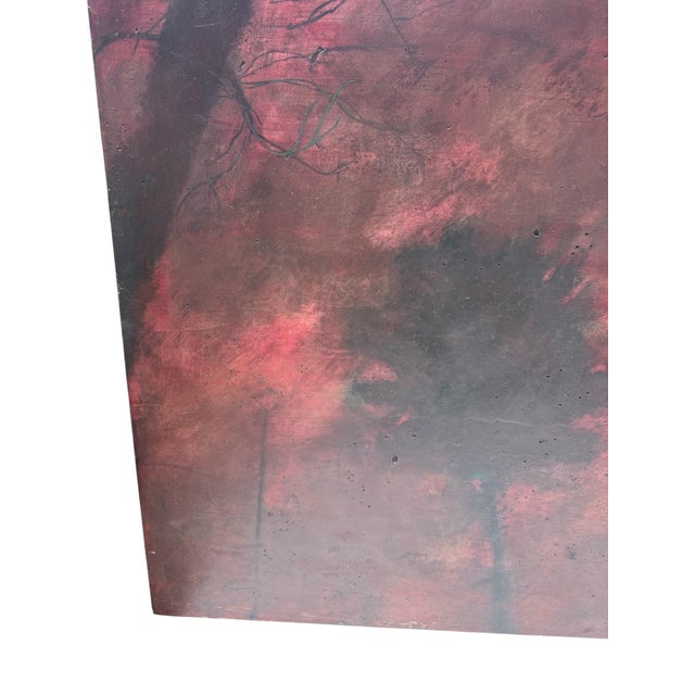 Katherine Bowling, Large Painting "Red Sky" Oil & Spackle on Wood Katherine Bowling American Modern, 1988 For Sale - Image 15 of 18