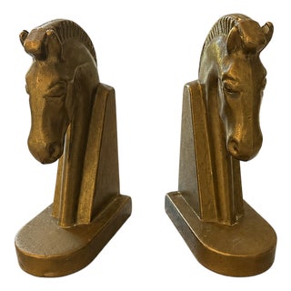 Vintage German Brutalist Brass Horse Bookends, 1960s, Set of 2 For Sale