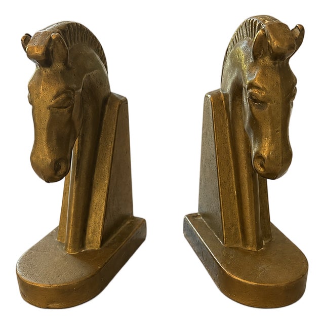Vintage German Brutalist Brass Horse Bookends, 1960s, Set of 2 For Sale