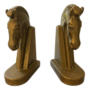 Vintage German Brutalist Brass Horse Bookends, 1960s, Set of 2