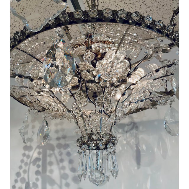 Neoclassical Myran Allan Luxury Lighting Neoclassical Antique Silver Bohemian Crystal Semi-Flush Mount For Sale - Image 3 of 6