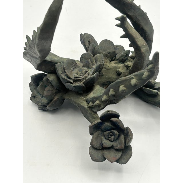 Vintage Bronze Sculpture of Blooming Succulent For Sale - Image 17 of 18
