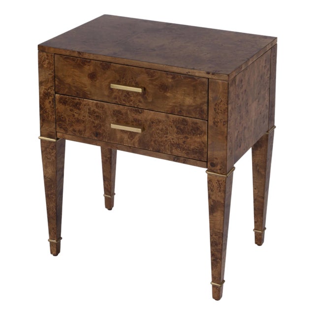 Kai 24 in. W Rectangular Burl Wood 2 Drawer End Table, Traditional Burl For Sale
