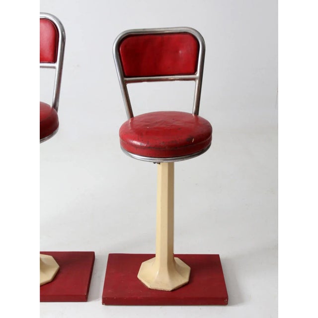 Metal Antique Soda Fountain Counter Stools Set of 3 For Sale - Image 7 of 13