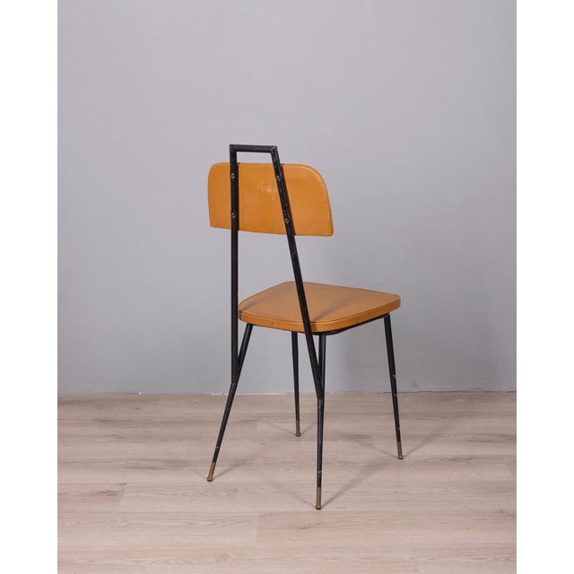 Vintage Italian Metal and Leather Chairs, 1960s, Set of 6 For Sale - Image 4 of 13