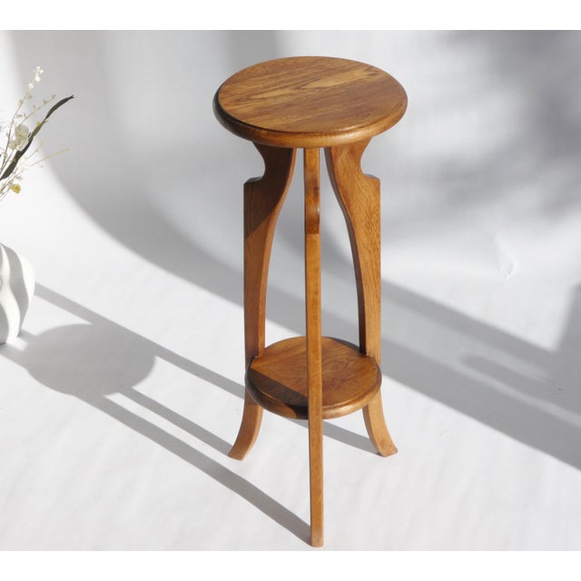 1920s Vintage Art Deco Plant Stand in Oak, 1920s For Sale - Image 5 of 8