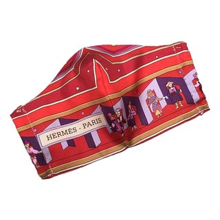 Hermes Vintage Handmade Donner La Main Silk Scarf Face Mask For Sale