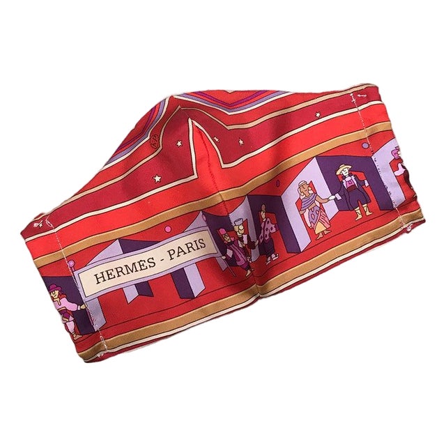 Hermes Vintage Handmade Donner La Main Silk Scarf Face Mask For Sale