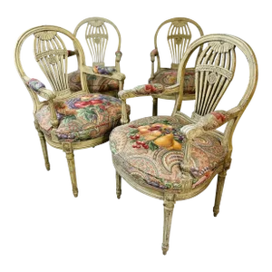 Vintage Louis Xv1 Style Dining Chairs, Set of Four