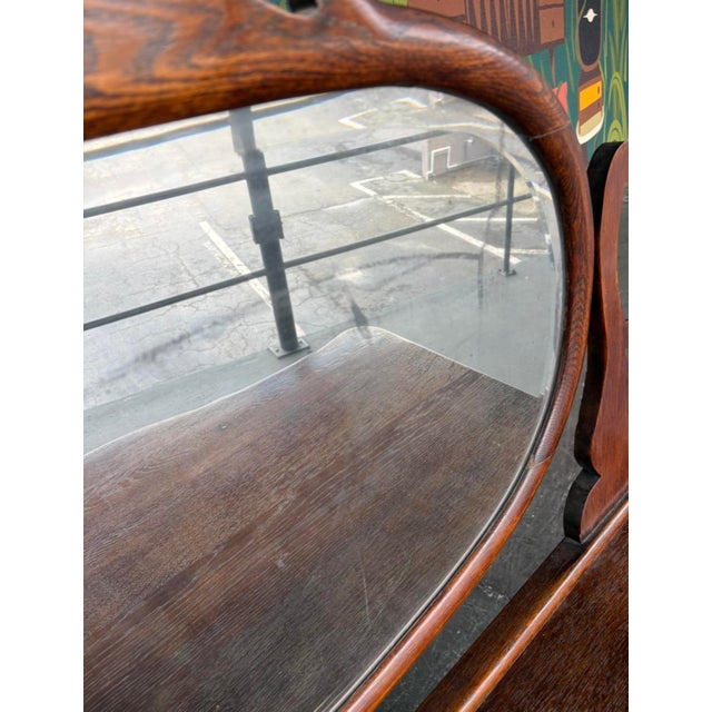 Antique Oak Tall Chest W Mirror For Sale - Image 11 of 16