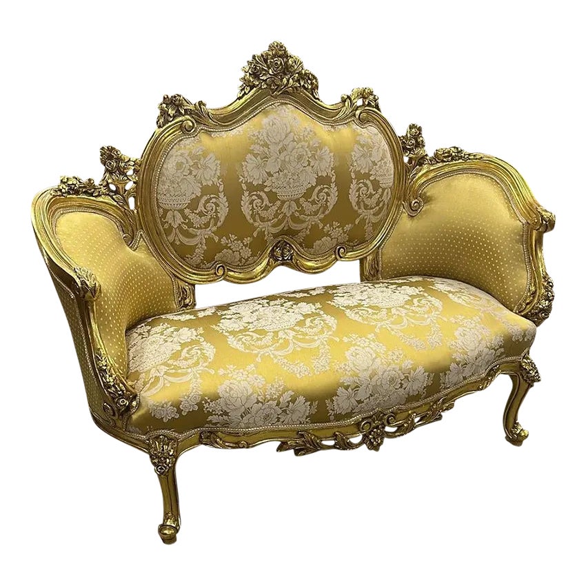 French Rococo Style Tufted Gold Settee Chairish