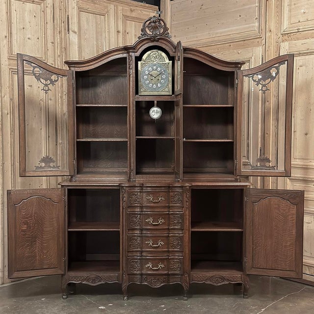 Antique Liegeois Regence Style Two-Tiered Oak Display Buffet With Clock For Sale - Image 13 of 18