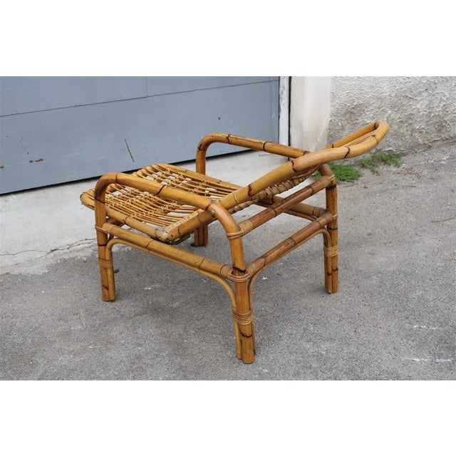 Reclining Bamboo Armchair, Italy, 1950, in Very Good conditions. Designed 1950 to 1959