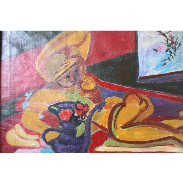 Mid-Century Modern Composition, Oil Painting, 1950s, Framed For Sale - Image 7 of 10