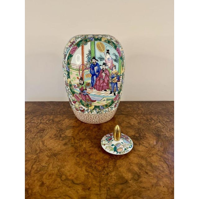 Chinese Famille Rose Vase and Cover, 1920s For Sale - Image 4 of 8