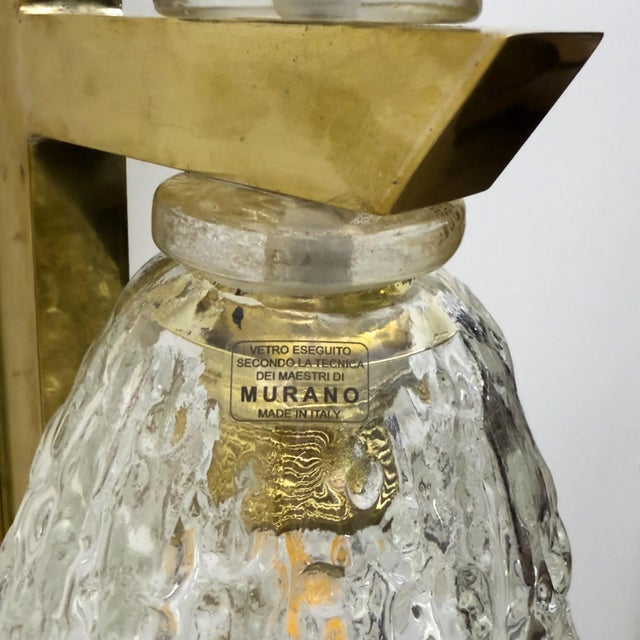 Art Deco Style Murano Glass and Brass Sconces, 1990s, Set of 2 For Sale - Image 10 of 11