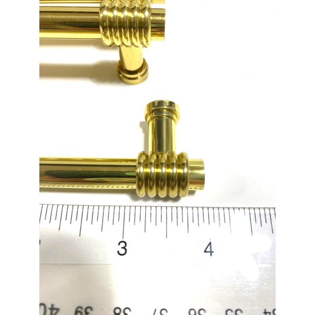 Brass 1980s Solid Brass Cabinet Pulls - Vintage Mid Century Drawer Handles - Hardware Set of 10 For Sale - Image 8 of 10