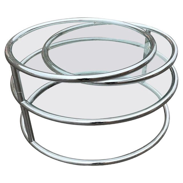 Vintage Italian Swivel Coffee Table in Chrome, 1973 For Sale