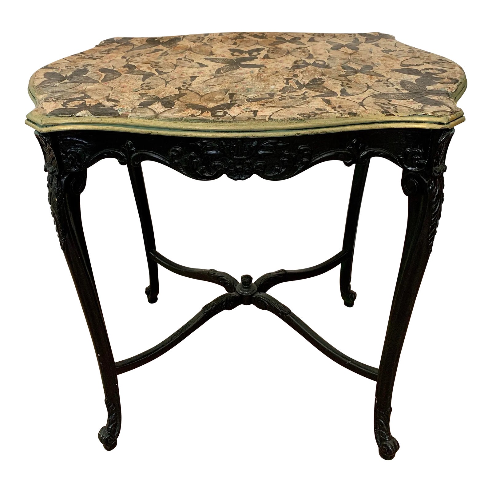 Vintage Painted French Provincial Accent Table With Butterfly Motif ...